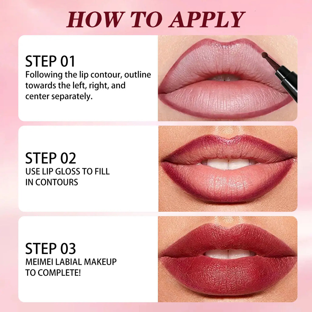 RVQ 6-Color Waterproof Silky Precision Definer, Long-Lasting No-Transfer Lip Product Compatible with Foundation