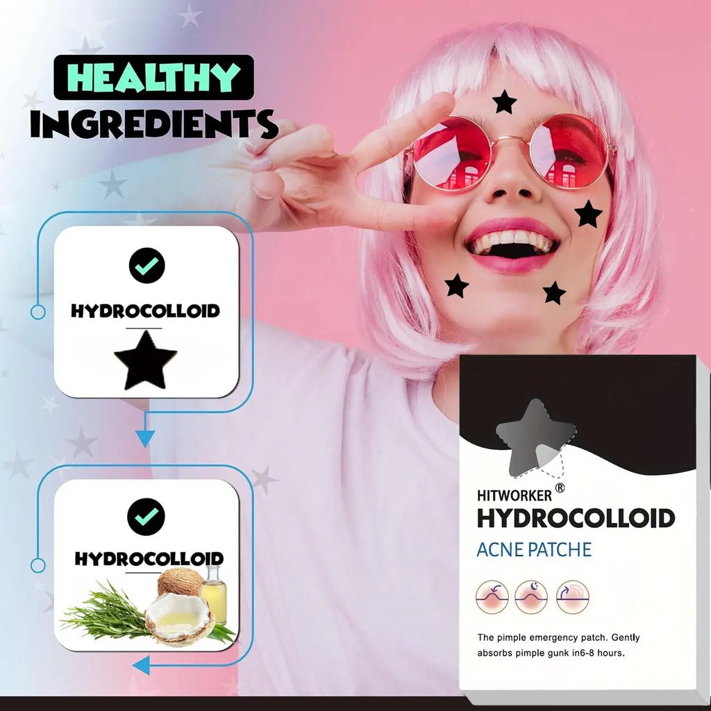 400/200 Pcs Hydrocolloid Acne Patches, Star Decorative Covers, Pimple Patches Cute, Pimple Stickers, Acne Spot Stickers, Waterproof, Non-Toxic, Fast Healing, Gentle on Skin, Essential Acne Care