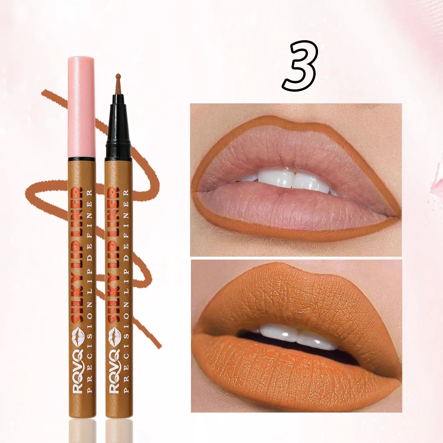 RVQ 6-Color Waterproof Silky Precision Definer, Long-Lasting No-Transfer Lip Product Compatible with Foundation