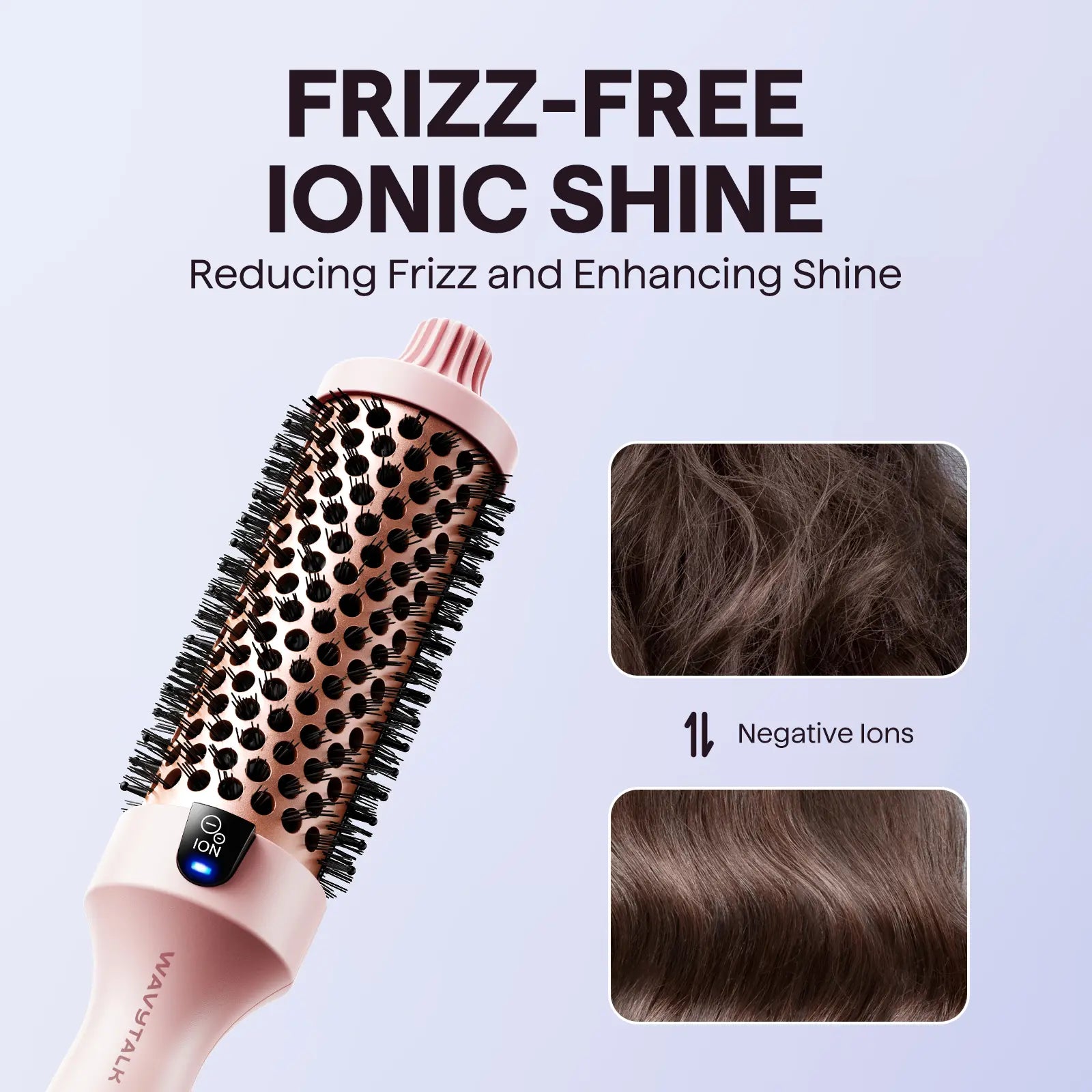 Wavytalk Blowout Boost Ionic Thermal Brush 1 1/2 Inch with LED Display, 300℉-420℉ for Different Hair Types, 120-240V Universal Voltage