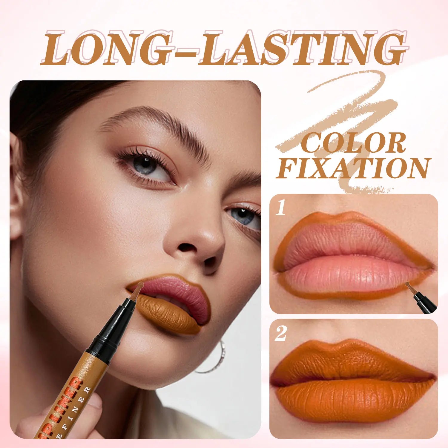 RVQ 6-Color Waterproof Silky Precision Definer, Long-Lasting No-Transfer Lip Product Compatible with Foundation