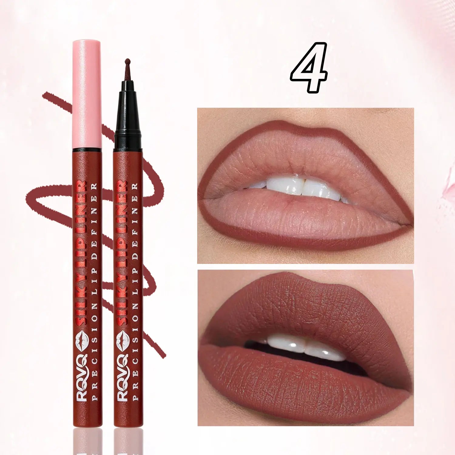 RVQ 6-Color Waterproof Silky Precision Definer, Long-Lasting No-Transfer Lip Product Compatible with Foundation