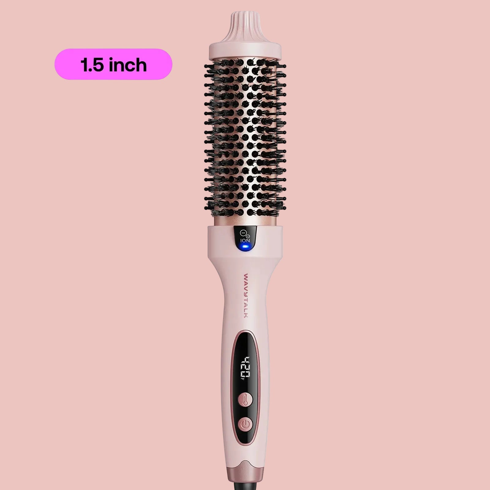 Wavytalk Blowout Boost Ionic Thermal Brush 1 1/2 Inch with LED Display, 300℉-420℉ for Different Hair Types, 120-240V Universal Voltage