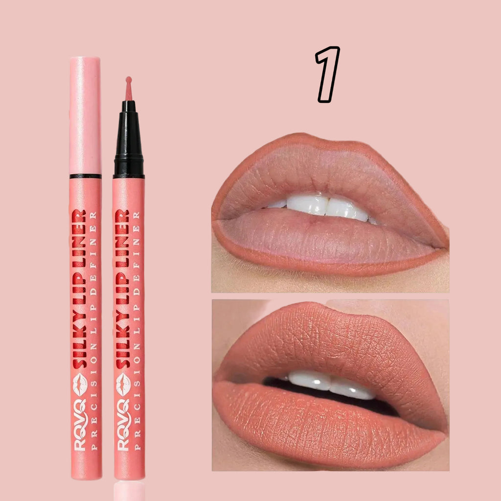 RVQ 6-Color Waterproof Silky Precision Definer, Long-Lasting No-Transfer Lip Product Compatible with Foundation