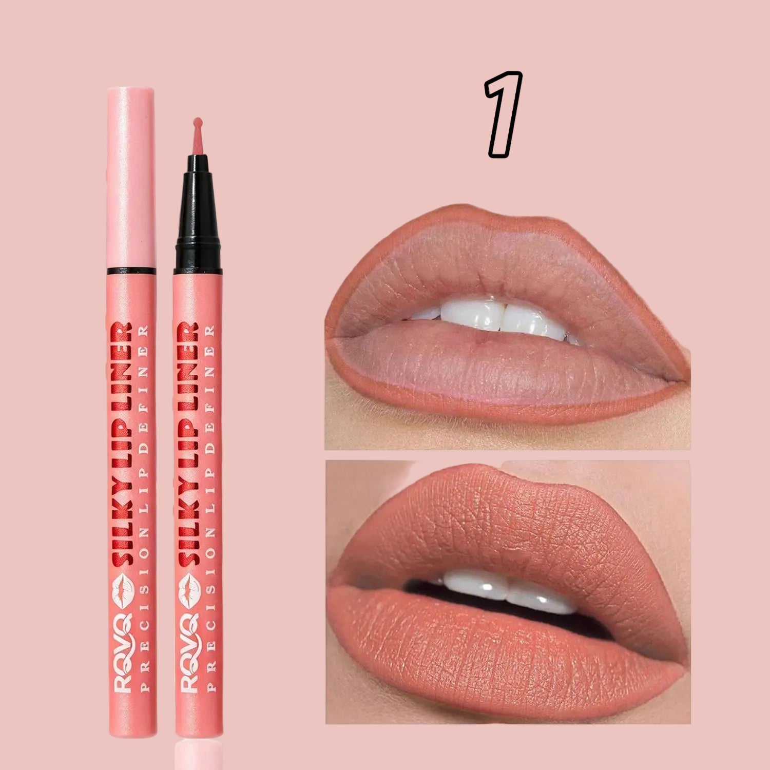 RVQ 6-Color Waterproof Silky Precision Definer, Long-Lasting No-Transfer Lip Product Compatible with Foundation