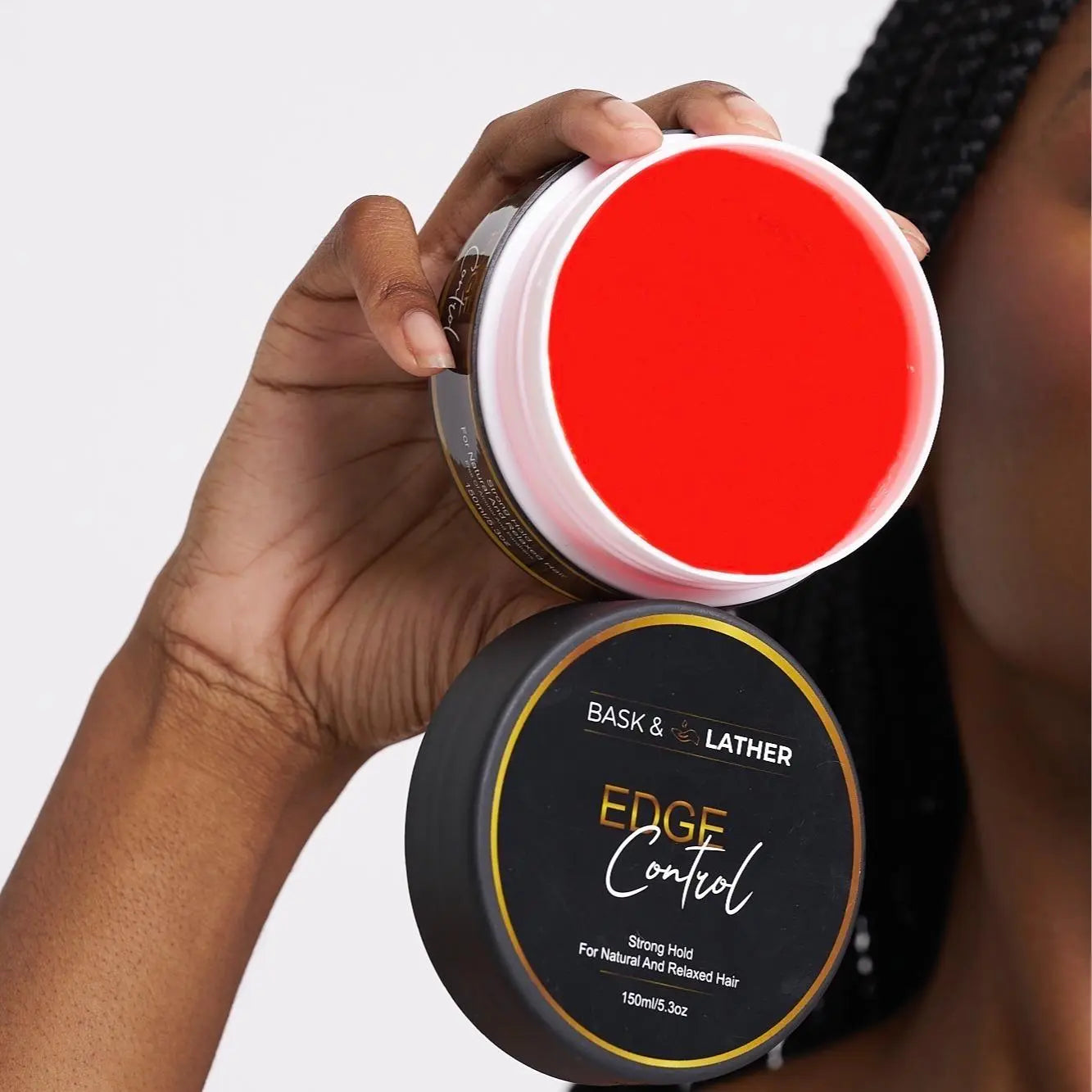 LARGE SIZE- STRONG HOLD - THICK EDGES- EDGE CONTROL BASK and LATHER Gel Haircare Strong Edge 5.3Oz