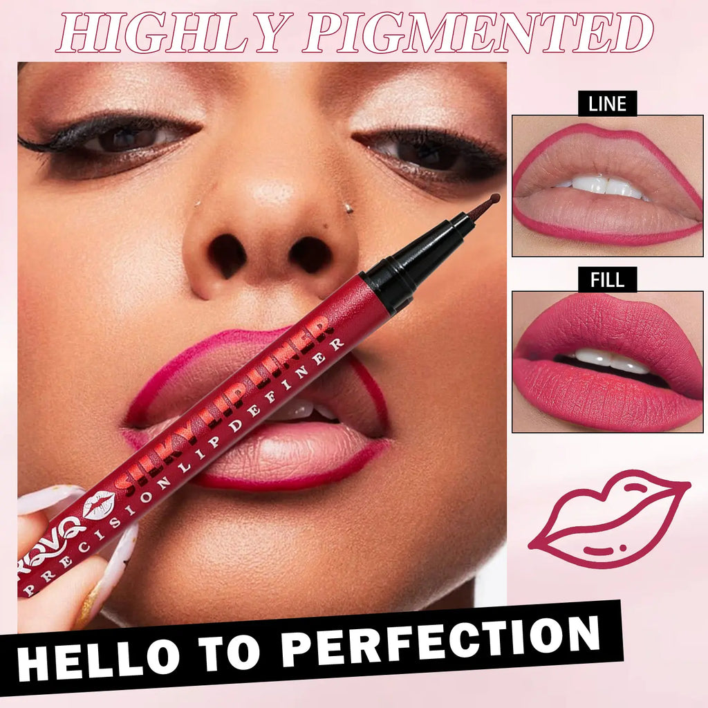 RVQ 6-Color Waterproof Silky Precision Definer, Long-Lasting No-Transfer Lip Product Compatible with Foundation